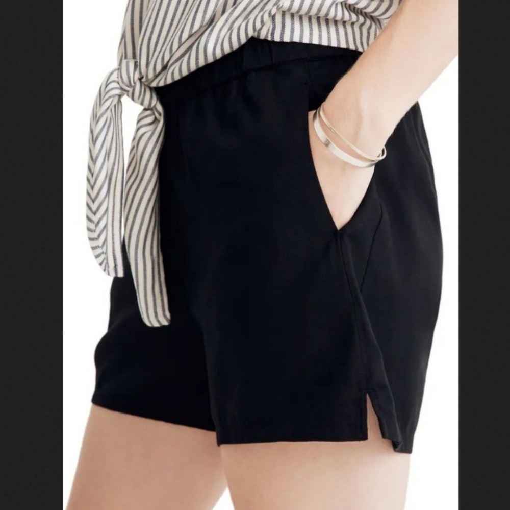 Madewell High Waist Pull-On Shorts Sz L Elastic Waistband Pockets Lightweight